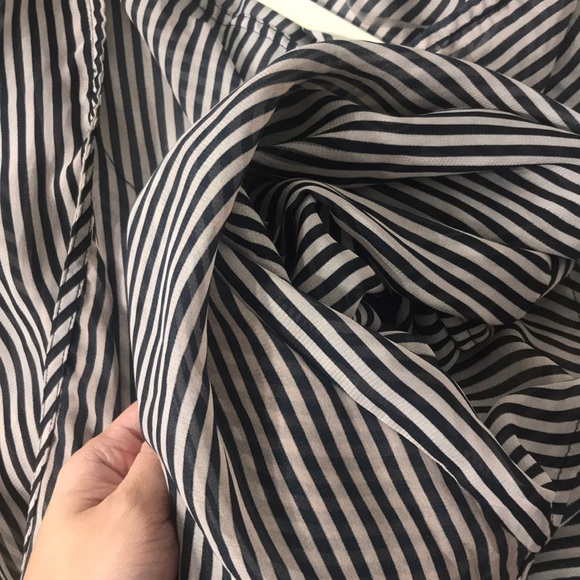 Tan brown / black stripe blouse - Picture 3 of 5